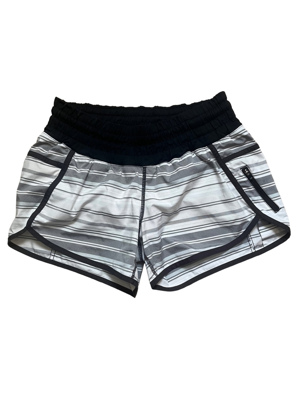 lululemon athletica Black and Gray Striped Women’s Athletic Shorts